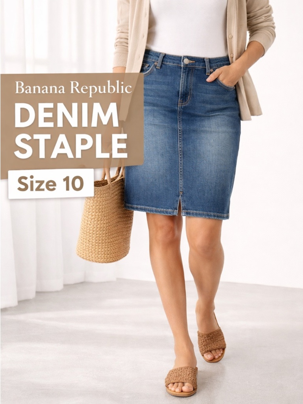Banana Republic Denim Pencil Skirt Size 30 (10) – Medium Wash